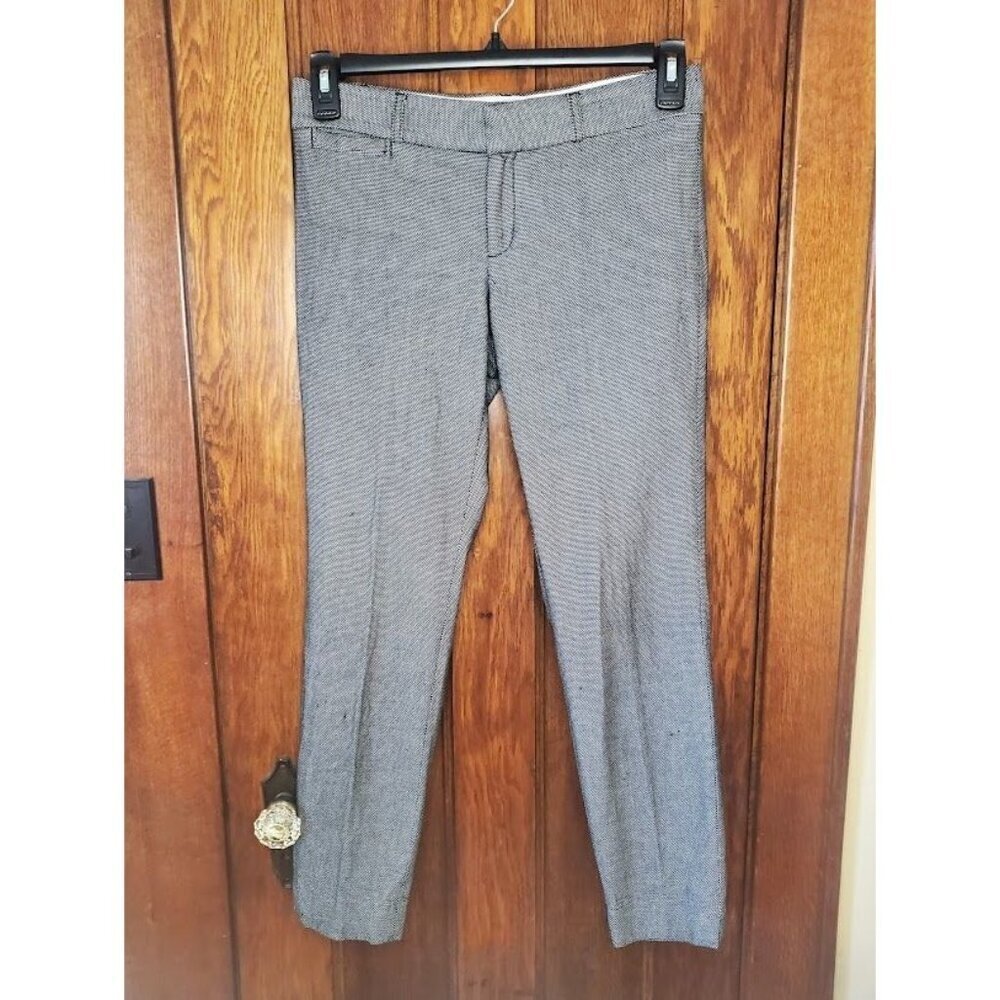 Banana Republic Sloan Womens Pants Size 2 Gray Checkered Slim Fit Viscose & Cott